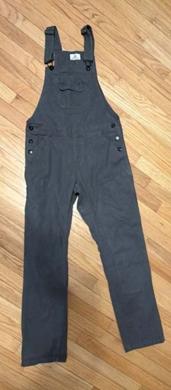 MADEPANTS Women's Charcoal Grey Cotton Spandex Straight Leg Overalls